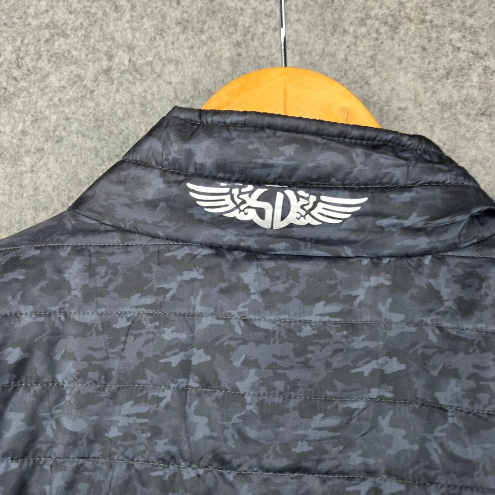 Straight Down Jacket Mens XXL Blue Camo Puffer Quilted Full Zip Golf Gorpcore - Picture 10 of 13